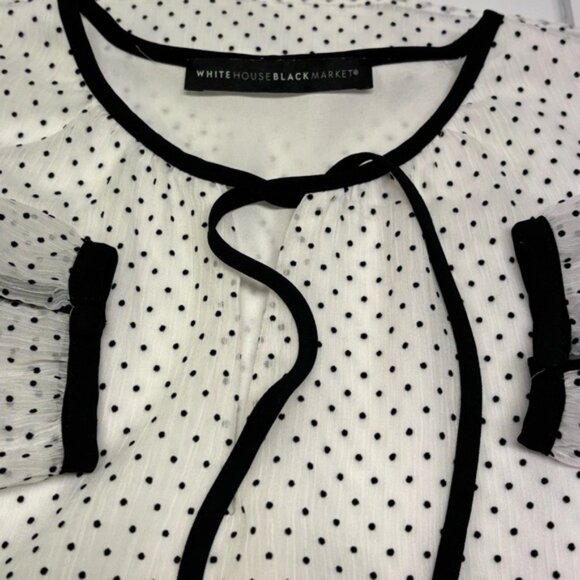 WHBM Elegant White Polka Dot Blouse - Picture 4 of 5